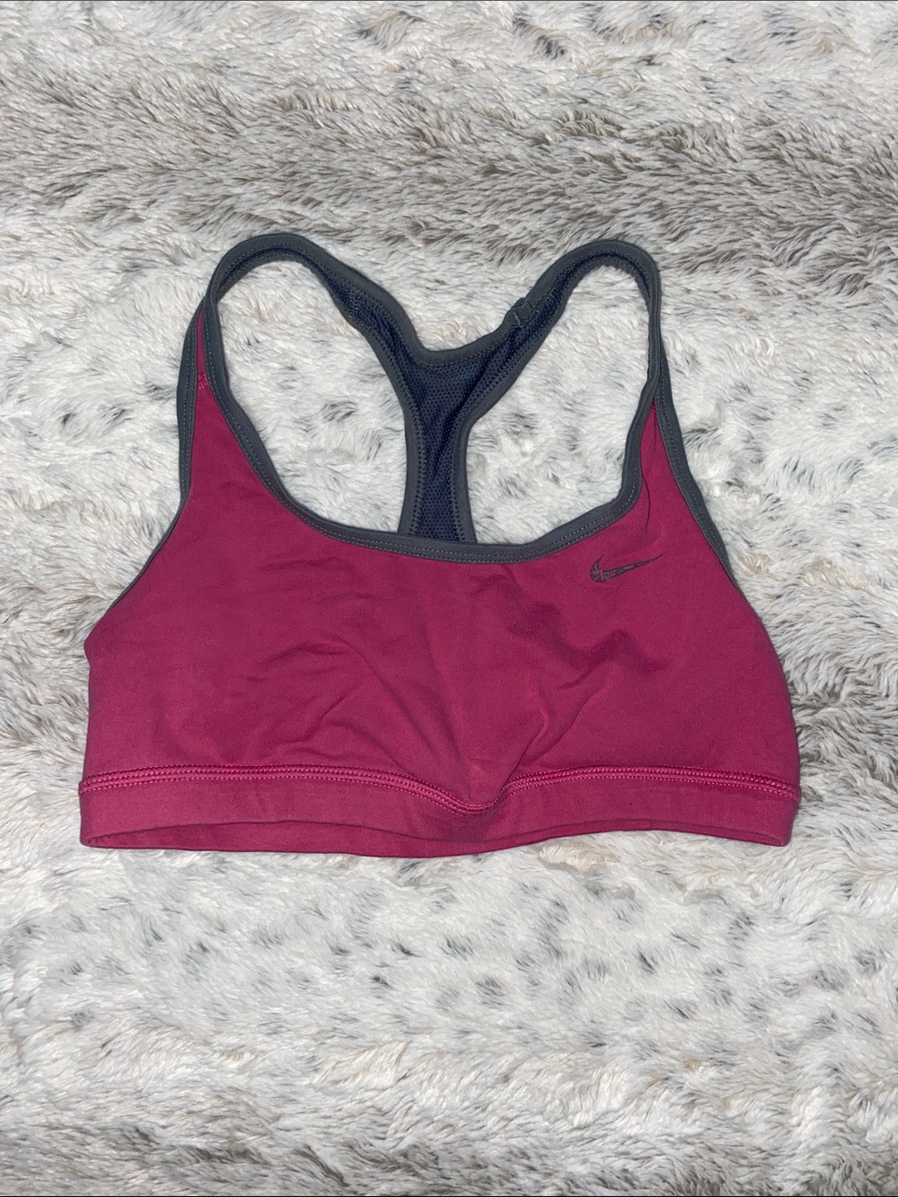 Nike Women's Maroon Racerback Sports Bra with Black Trim